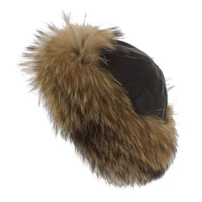 Katinka Fur Hat Leather & Fox Fur Brown - Anna Rizzo Reference: 7201 | Chapellerie Traclet