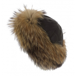 Katinka Fur Hat Leather & Fox Fur Brown - Anna Rizzo