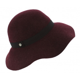 Lorelei Burgundy Wool Felt Wide-Brimmed Hat - Traclet