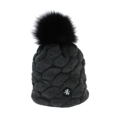 Pom-pom Beanie Anthracite Grey - Blanc Bonnet Reference: 3100 | Chapellerie Traclet