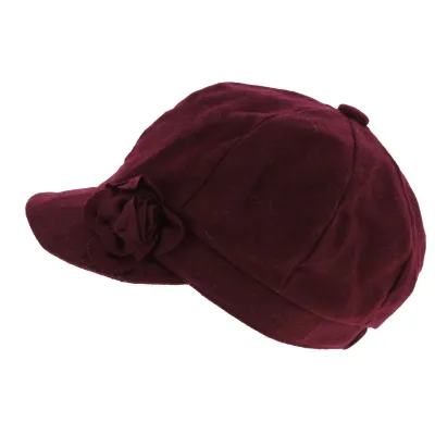 Dahlia Wool Newsboy Cap Burgundy - Traclet Reference: 1821 | Traclet Hatters