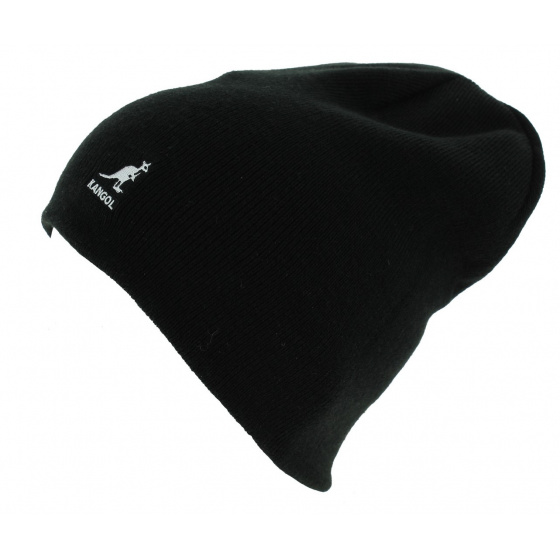 Black Acrylic Reversible Long Slouch Beanie - Kangol