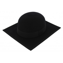 Stanford Square Wool Felt Hat Black - Traclet