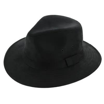 Black Leather Style Creek Traveller Hat - Aussie Apparel Reference: 7691 | Traclet Hat Shop