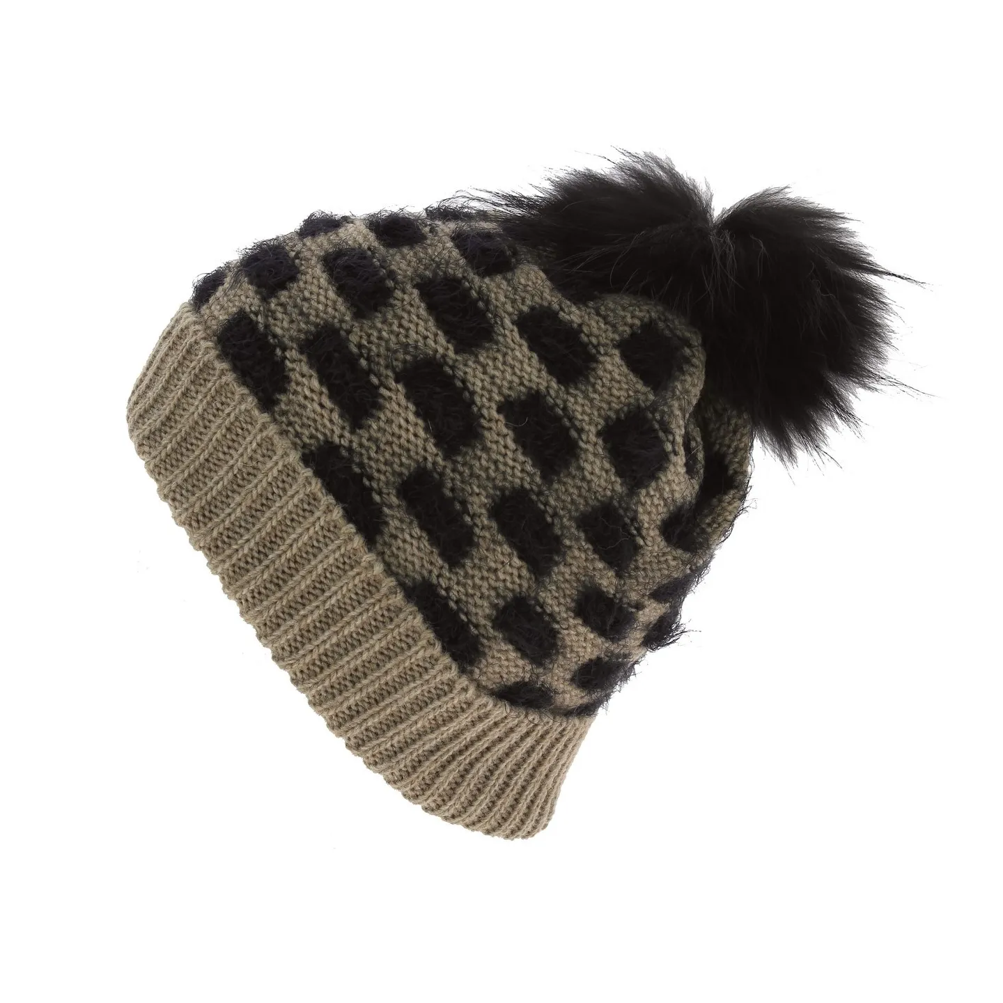 Bonnet Ampezzo Revers & Pompon Laine Beige - Traclet Reference : 4075 | Chapellerie Traclet