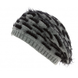 Ampezzo Grey & Black Wool Beret / Beanie - Traclet
