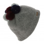 Ladybird Pom-Pom Beanie in Gray Wool - Traclet