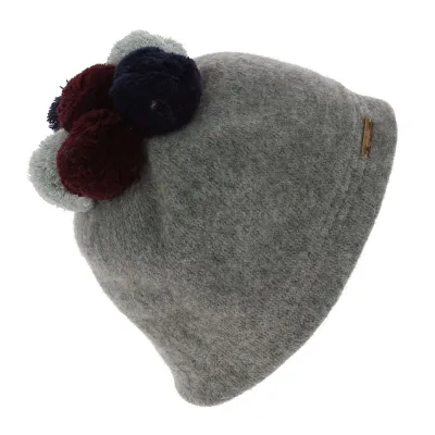 Ladybird Pom-Pom Beanie in Gray Wool - Traclet Reference: 7706 | Traclet Hat Shop