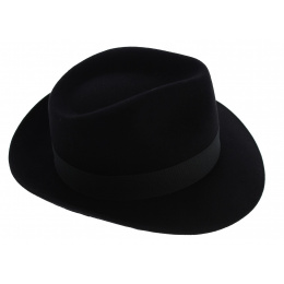 Curzio Fur Felt Fedora Hat in Black - Traclet