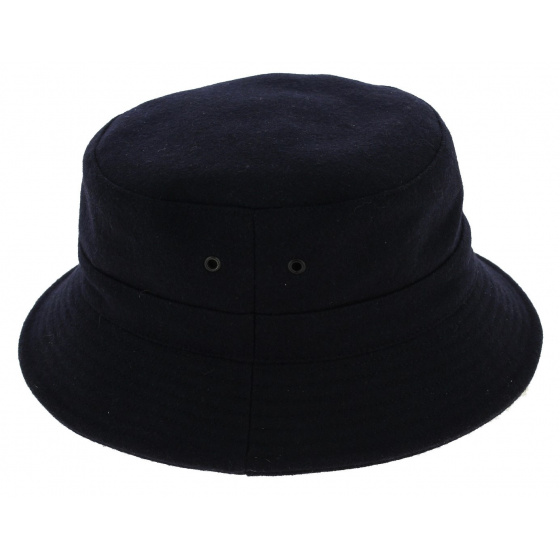 Navy Blue Wool Charter Bucket Hat - Traclet Navy Blue Wool Charter Bucket Hat - Traclet