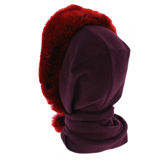 Shae Scarf / Hood in Plum Fleece & Faux Fur - Traclet
