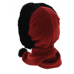 Shae Polar Fleece & Faux Fur Scarf / Hood - Red - Mtm