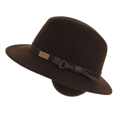 Chapeau Traveller McGofer Cache-Oreilles Feutre Laine Marron - Herman Reference : 7748 | Chapellerie Traclet