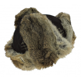 Black Leather & Rabbit Bathurst Ushanka - Traclet