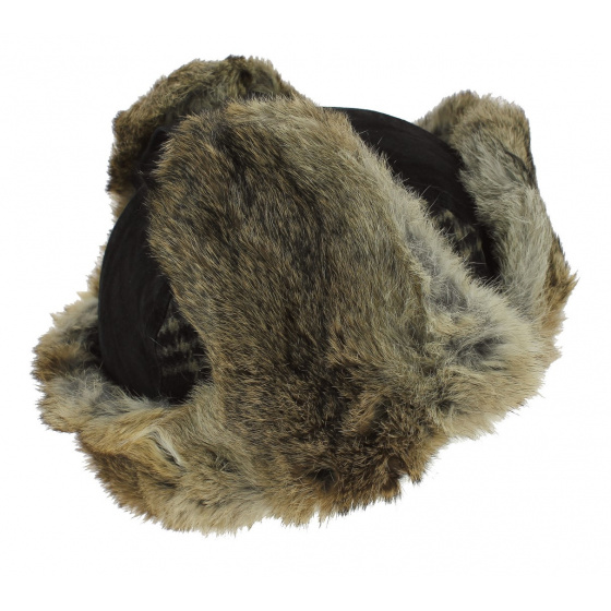 Black Leather & Rabbit Bathurst Ushanka - Traclet Black Leather & Rabbit Bathurst Ushanka - Traclet