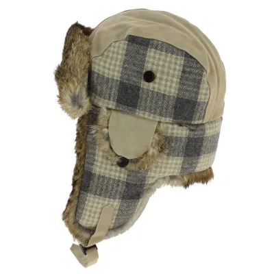 Chapka Bathurst Cuir & Lapin Beige - Traclet Reference : 7754 | Chapellerie Traclet