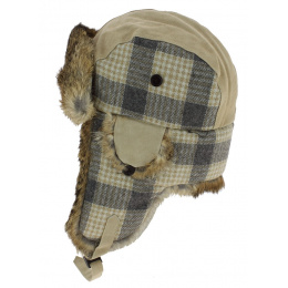 Bathurst Leather & Rabbit Fur Trapper Hat in Beige - Traclet