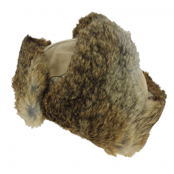 Bathurst Leather & Rabbit Fur Trapper Hat in Beige - Traclet Bathurst Leather & Rabbit Fur Trapper Hat in Beige - Traclet