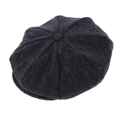 dark blue herringbone irish cap - made in Ireland