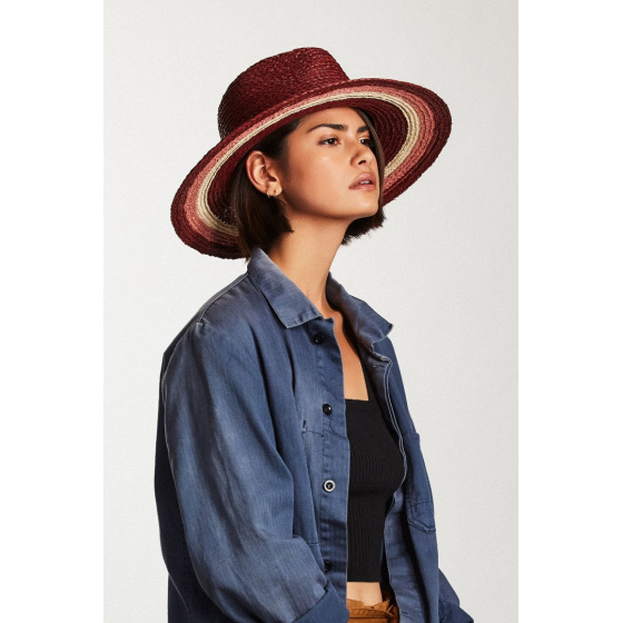 Chapeau Capeline Hampton Raphia Bordeaux - Brixton