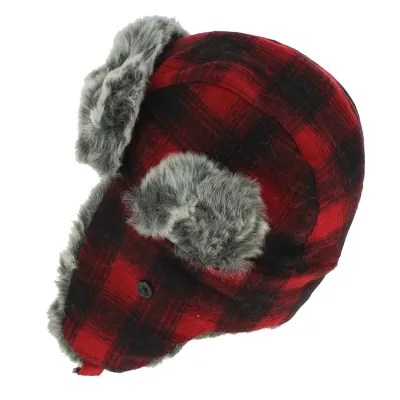 Red and black Ottawa ushanka by Traclet  Reference: 7212 | Traclet Hat Shop