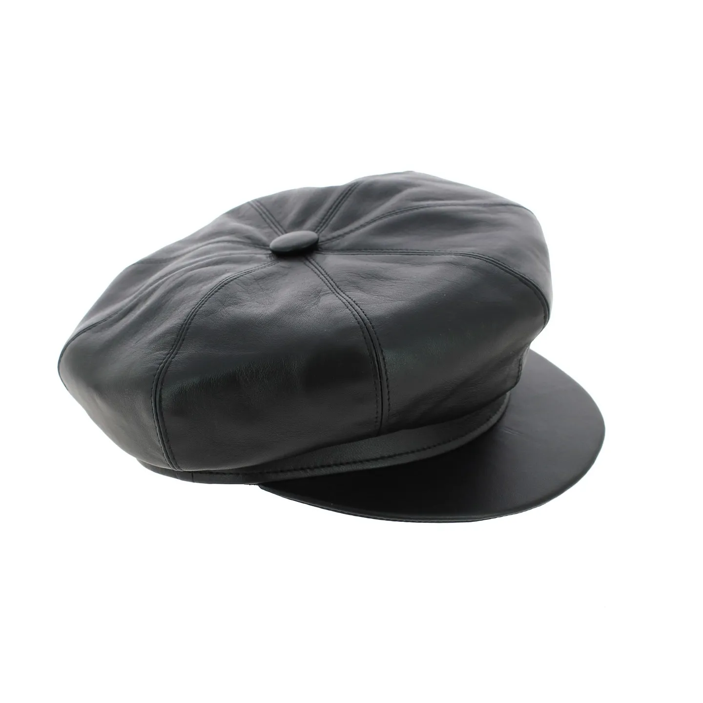 Casquette cuir noir gavroche - boutique de casquette gavroche Reference : 6886 | Chapellerie Traclet