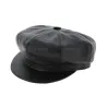 Casquette cuir noir gavroche - boutique de casquette gavroche Reference : 6886 | Chapellerie Traclet