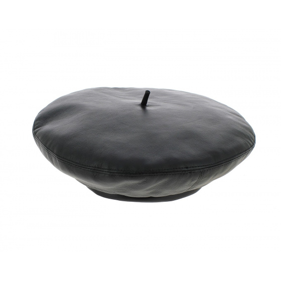 Black Leather Basque Beret - Traclet