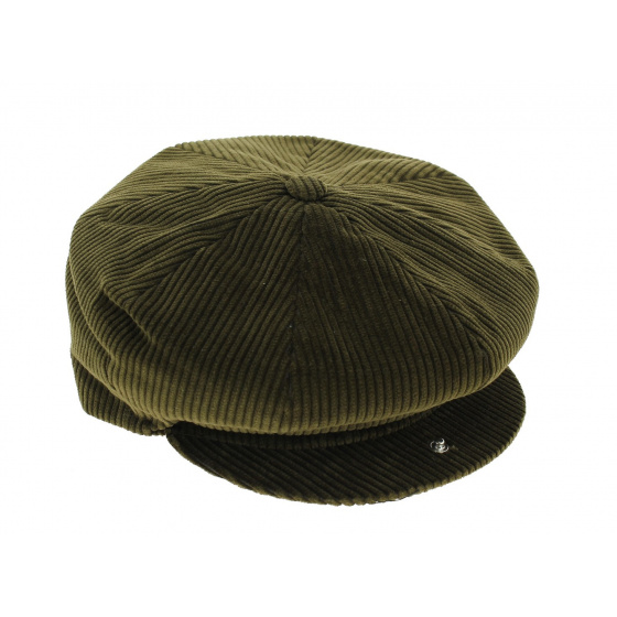 Eight-sided cap in khaki velvet