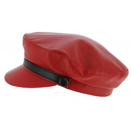 Stewart Leather Red Leather Navy Cap - Traclet