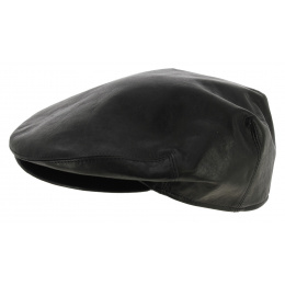 Southland Leather Black Leather Flat Cap - Traclet