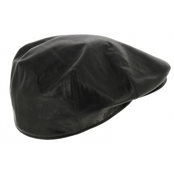 Southland Black Leather Flat Cap - Traclet