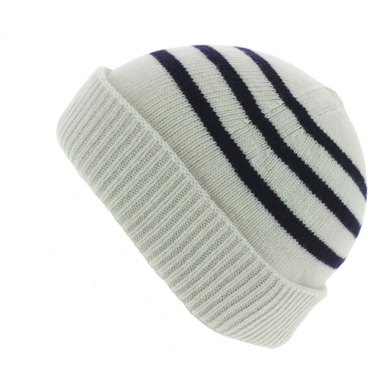 Duncan Stripes Navy Hat White - Traclet