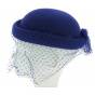 Royal blue hat with veil J. GARNIER PARIS Made in France