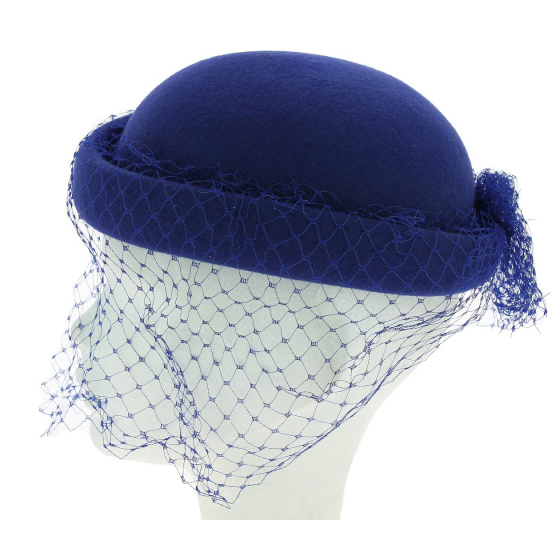 King blue veil hat J. GARNIER PARIS Made in France