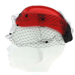 E.VERLE PARIS red hat with veil for elegant evenings