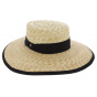 Wide Brim Venezia Boater Hat Natural Straw - Fléchet