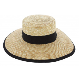 Wide Brim Venezia Boater Hat Natural Straw - Fléchet
