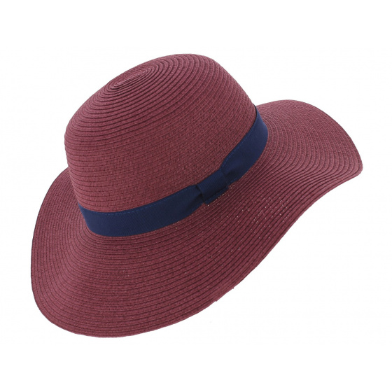 Rhodes Paper Straw Wide-Brim Hat Raspberry - Traclet