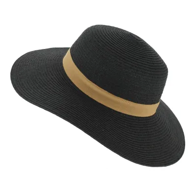 Rhodes Black Paper Straw Wide Brim Hat - Traclet Reference: 7973 | Traclet Hatters