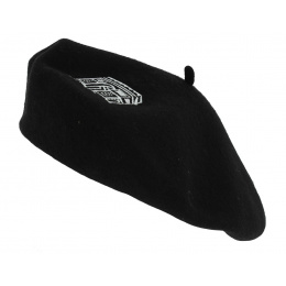 Black Wool Arc de Triomphe Embroidered Beret - Traclet
