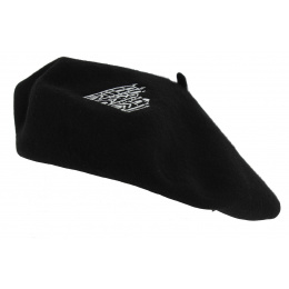 Black Wool Notre Dame Embroidery Beret - Traclet