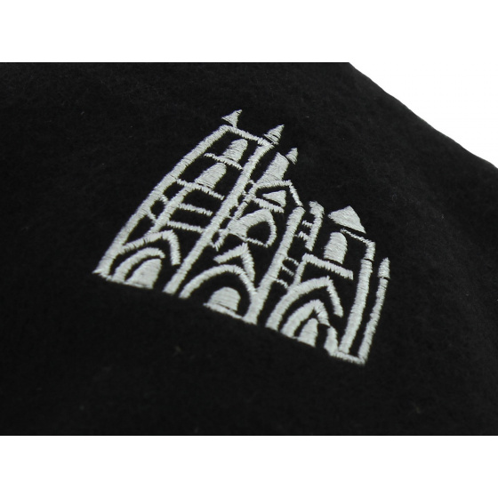 Béret Broderie Notre Dame Laine Noir - Traclet