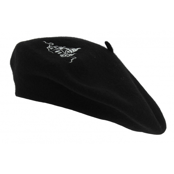 Black Wool Sacré-Cœur Embroidered Beret - Traclet