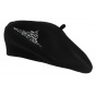 Saint-Michel Embroidery Beret Black Wool - Traclet