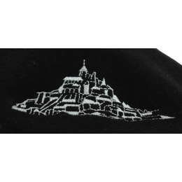 Béret Broderie Arc de Triomphe Laine Noir - Traclet