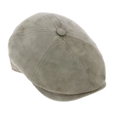 Halflight Flat Cap Suede Leather Grey/Beige - Traclet Reference: 8012 | Traclet Hat Shop
