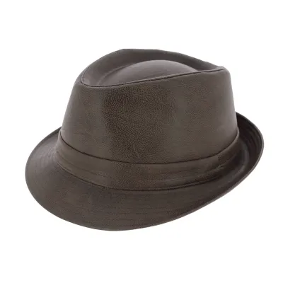 Brown Leather-Look Goody Dust Trilby Hat - Traclet Reference: 2449 | Traclet Hat Shop
