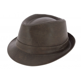 Trilby Goody Dust Imitation Leather Brown Hat - Traclet