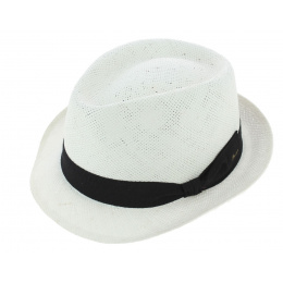 Trilby Navagio Straw White Paper Trilby Hat - Fléchet